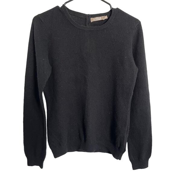 Brodie Fine 100% Cashmere Crewneck Button Back Black Sweater Size Small - Picture 1 of 9